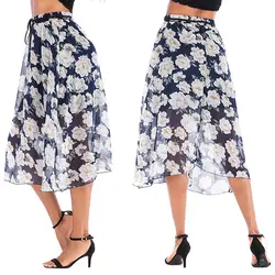 Сезон: весна–лето Для женщин юбки мода цветок печатных юбка средней длины Новый Ближайшие Street Стиль Высокая талия юбка