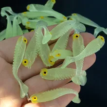 20pcs/lot Silicone fish shaped fishing Artificial lure bait 5cm Luminous soft Silicone Tiddler Bait fishing lure