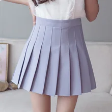 Плюс размер Сексуальная карамельный сплошной цвет женская элегантная Высокая талия мини плиссированная летняя юбка колледж милые короткие студенческие Косплей
