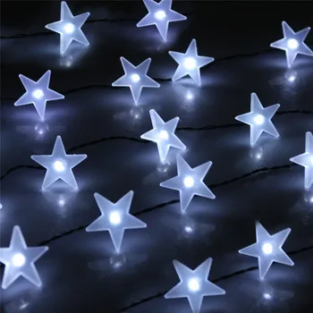 

4.8M 20 LED Solar Powered cream white star String Fairy Lights for Wedding Christmas Party Festival Outdoor Decoration