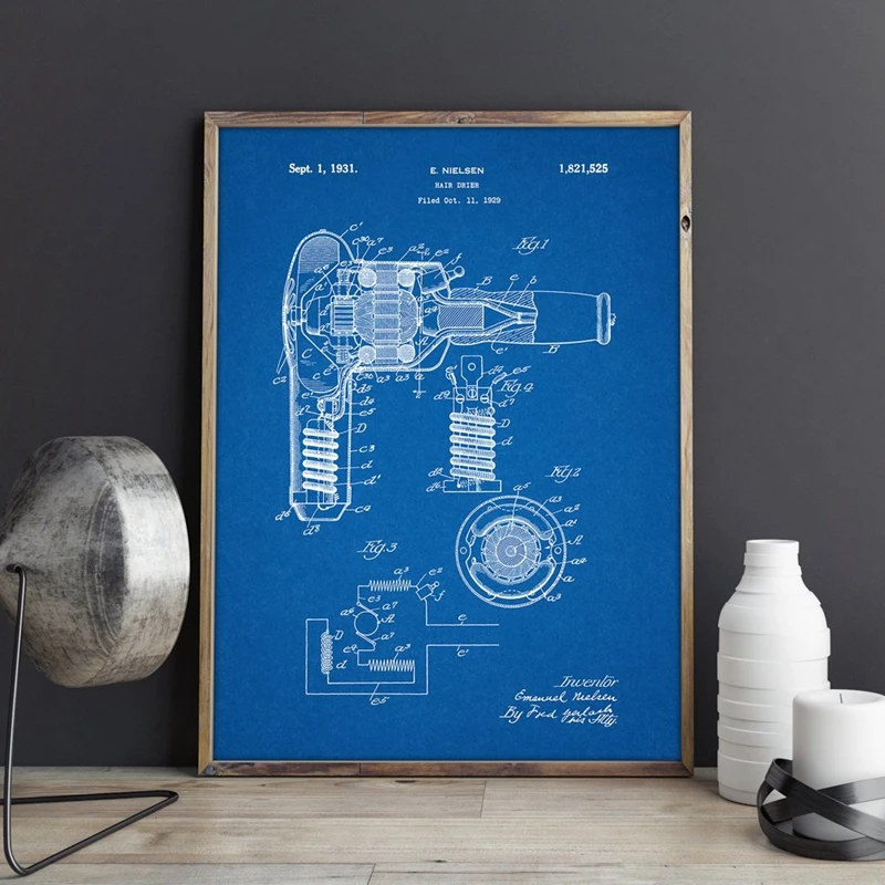 Blow Dryer Patent Poster Home Decor