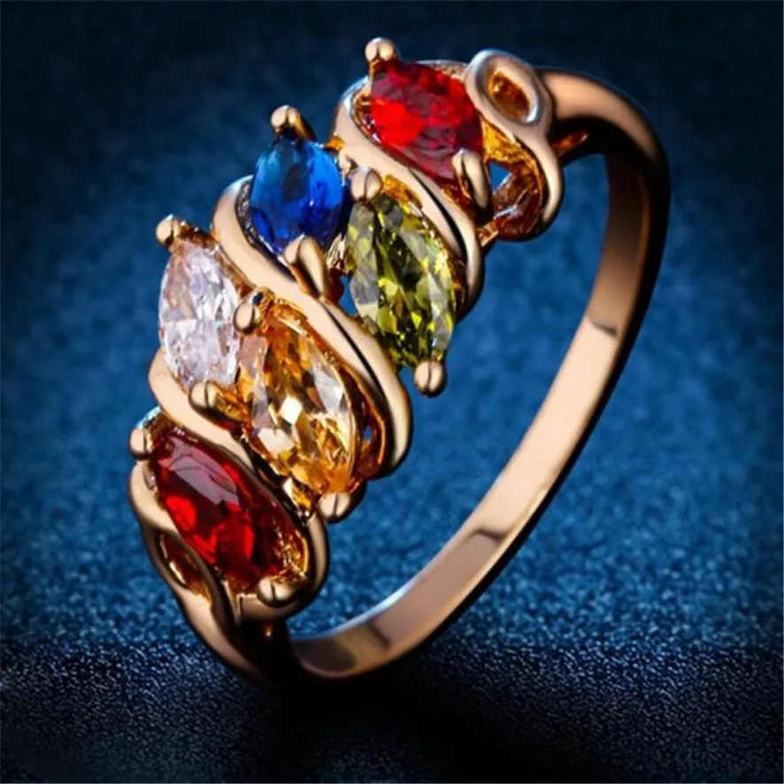 

Best Price Fashion Noble Luxury colorful Colorful Zircon Crystal party Rings