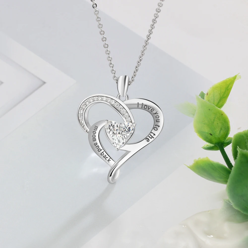 &quotI Love You To the Moon and Back&quot 925 пробы Серебряное ожерелье с подвеской в виде сердца