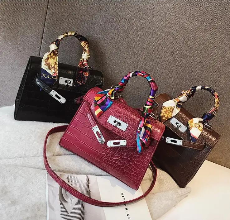 

Luxury Alligator Pu Leather Ribbons Business OL Handbag Totes Bag Women Crossbody Bag Female Shoulderbag #397