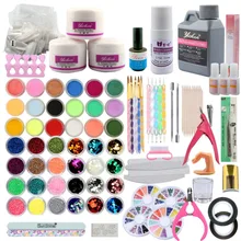 Маникюрный набор акриловая пудра Набор для ногтей кристалл ногтей полимер акрил для ногтей Набор для маникюра нужна УФ-лампа Кисть для нейл-арта