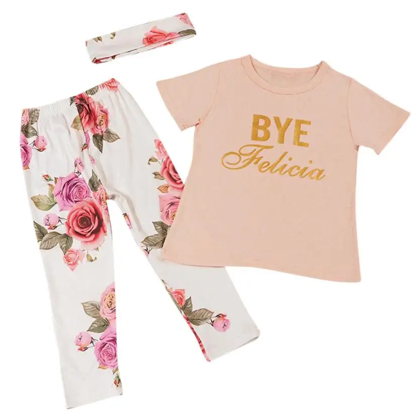 

3Pcs Newborn Baby Girl Outfit Clothes T-shirt+Floral Pants Leggings+Hairband Set Oct