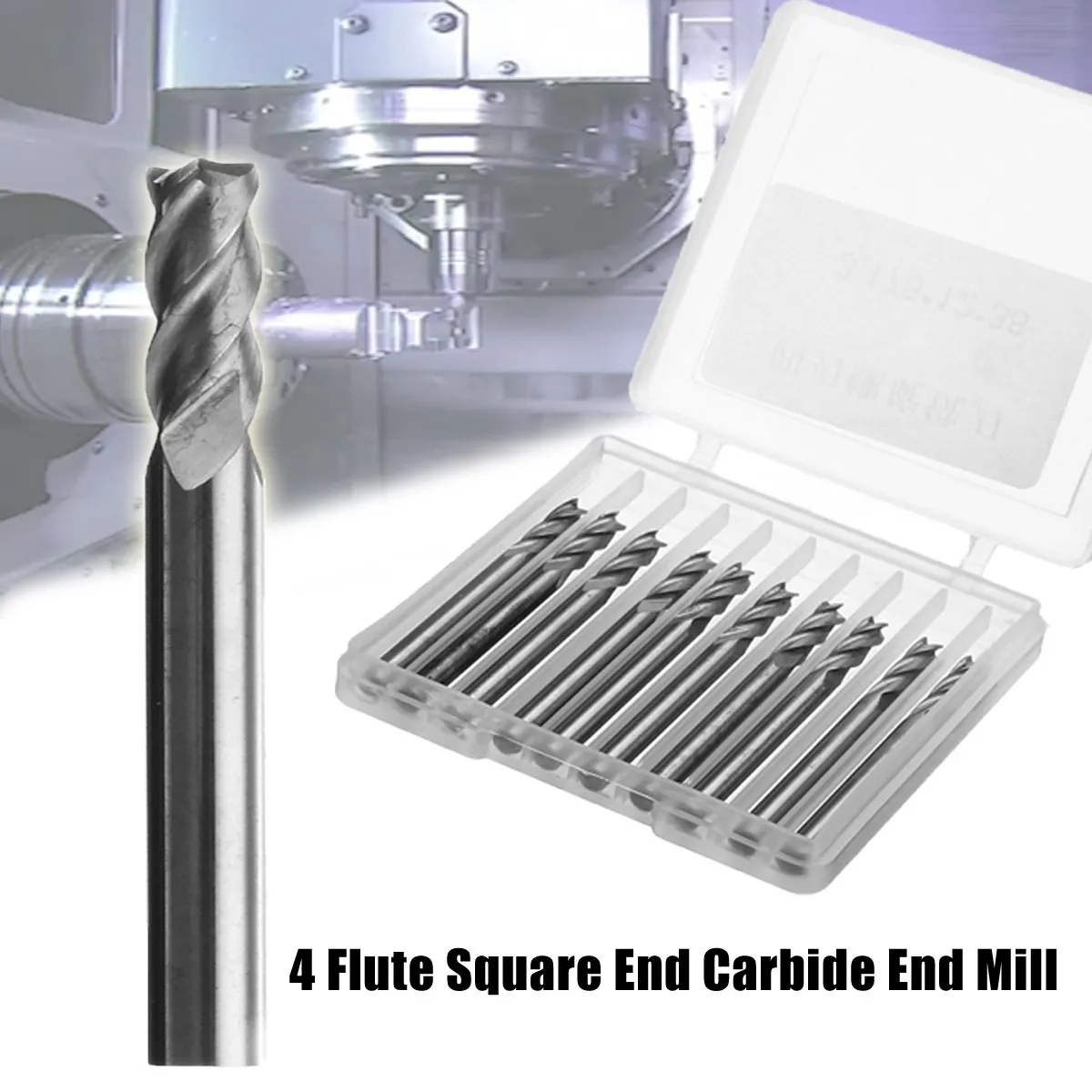 

10pcs 1/8" x 1/2" Cut 4 Flute Square End Carbide End Mill CNC Cutting Milling Tools Engraving Trimming Cutter