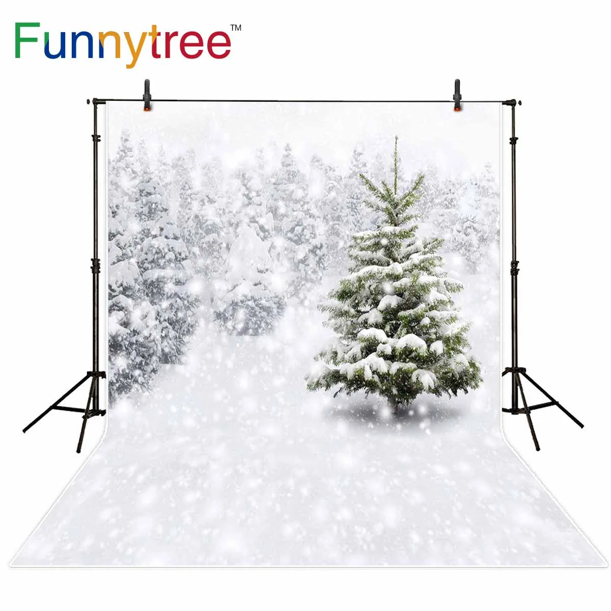 

Funnytree backgrounds for photography studio Christmas winter snow pine forest bokeh professional backdrop photocall photobooth