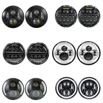 

7inch Round LED Headlight Angle Eyes Headlamp for Lada Niva 4x4 suzuki Samurai Hummer H1H2 Projection Headlight for VAZ 2101