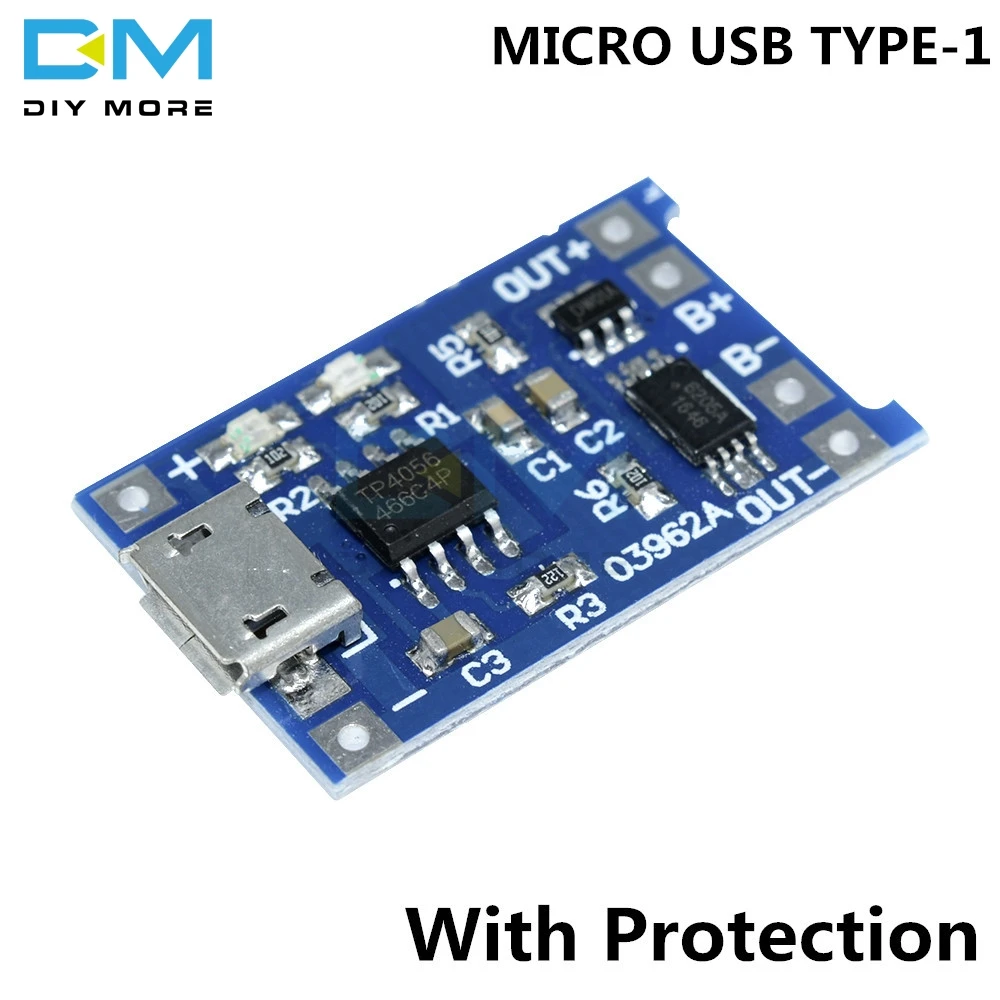 Тип-c/Micro/Mini USB 5V 1A 18650 TC4056A литиевая батарея зарядная плата модуль с защитой двойные функции 1A li-ion - Цвет: Micro USB 1