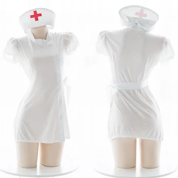 

White Transparency Nurse Ultrashort Dress Sexy Female Underwear Set Women's Suit Skirt Cosplay Lolita Uniform Tempt Sleepwear