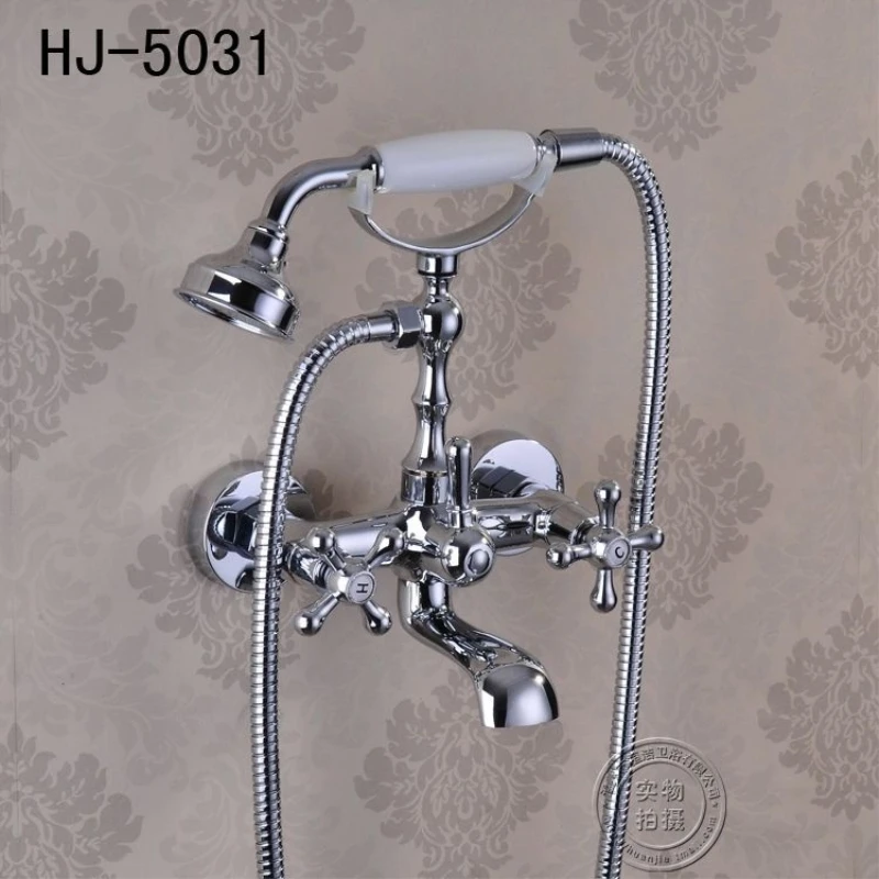 Shower Faucets Shower Bathroom Dual Handle Control Taps Chrome