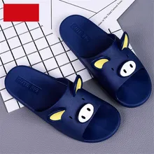 Мужские шлепанцы; Новые повседневные сандалии; летние модные мужские Вьетнамки; мягкие пляжные туфли с рисунком свинки; мужские и женские шлепанцы