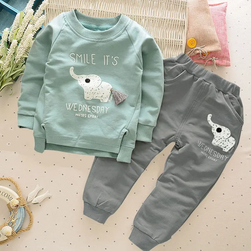 

Boys Clothes 2018 Casual Children Clothing Cartoon Elephant Long Sleeved T-shirt Tops + Pants 2 pcs Kids Bebes Jogging Suits