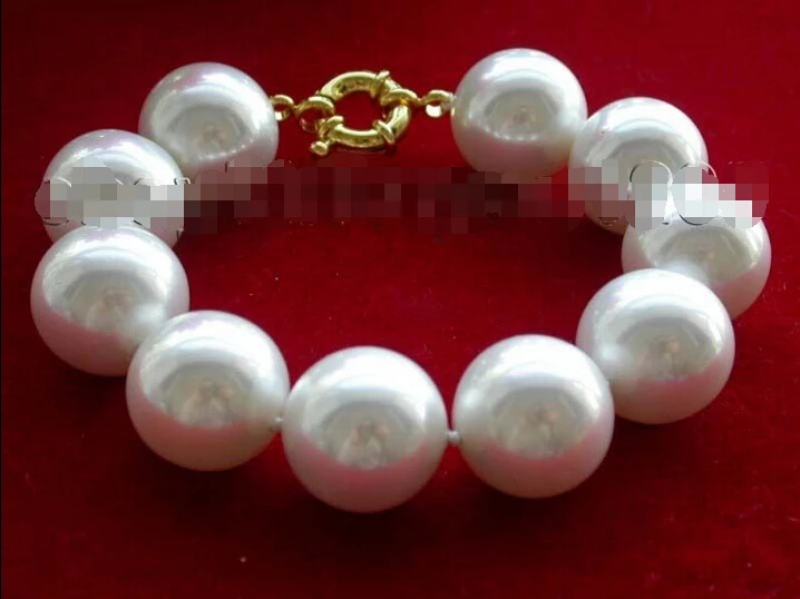 

Natural 20mm White Round Shell Pearl Bracelet #f1238!@^Noble style Natural Fine jewe FREE SHIPPING