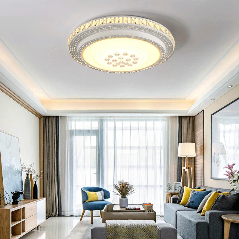 

QUKAU led living room lamp diameter 51CM height 8CM light dimmable remote control crystal ceiling lamp study bedroom lamp modern