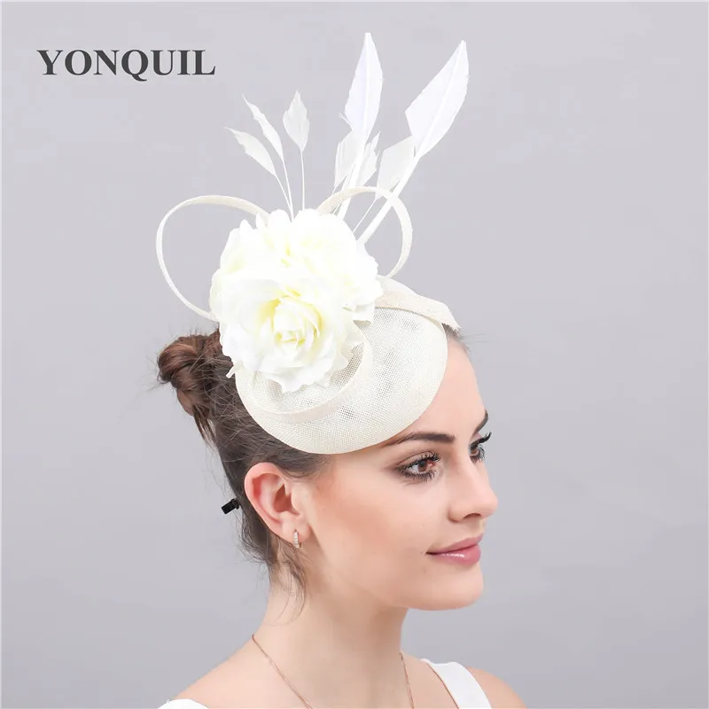 Имитация Sinamay Кот аксессуары Fascinator шляпы для женщин элегантные головные уборы вечерние свадебные чай церковь головной убор женский Шапки