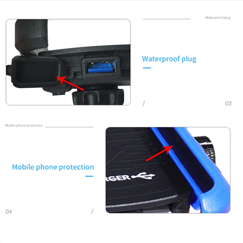 Suporte do Telefone da Motocicleta Suporte com Interruptor à Prova Usb Carregador Rápido Moto Bicicleta Dwaterproof Água Motocicleta Carregamento 12 - 24v qc 3.0 21 Acessórios eletrônicos p/ moto