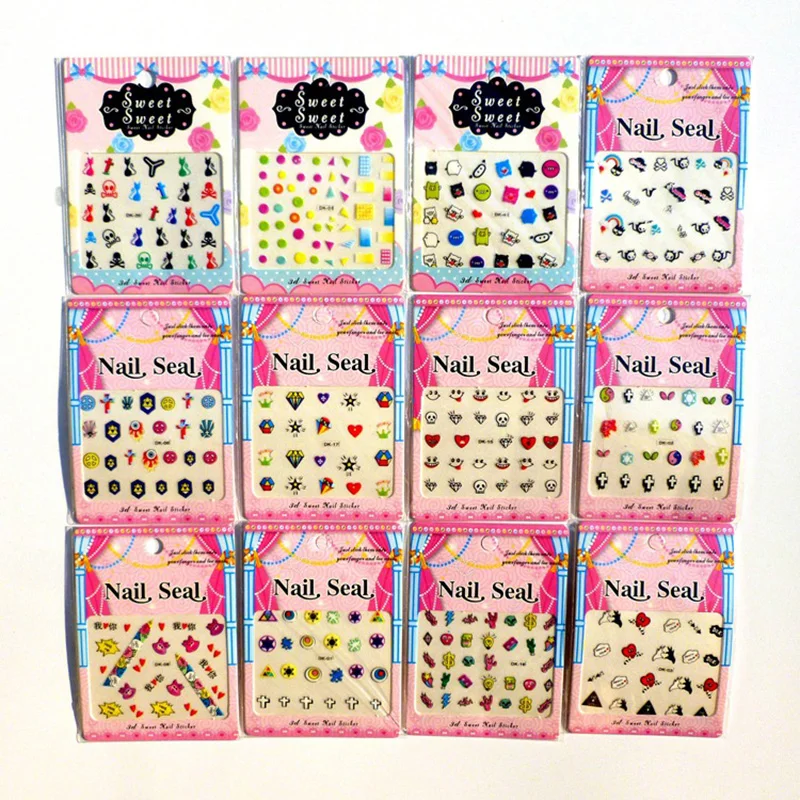 10 Sheets/set Water Decal Nail Kids Stickers Cartoon Design Waterproof Nail Stickers Toy for Children