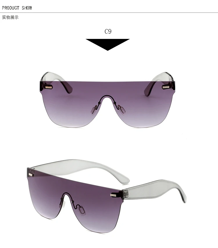 Женские солнцезащитные очки без оправы, трендовые товары для девушек, Модные оттенки желтого, оранжевого, фиолетового цветов, солнцезащитные очки oculos de sol feminino