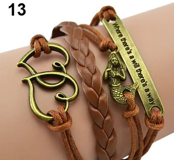

Infinity Bracelets The little mermaid Multi Layer Braided Love Dream Leather Bracelet Charm Bracelets