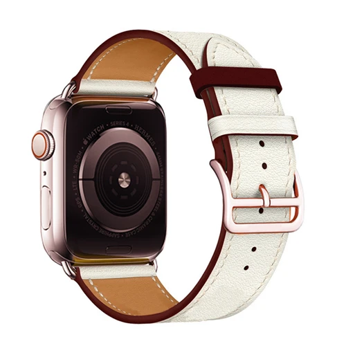 Ремешок с пряжкой из розового золота для Apple Watch, ремешок 38 мм, 42 мм, 44 мм, 42 мм, Свифт, кожаный браслет с одной петлей для iWatch, серия 5, 4, 3