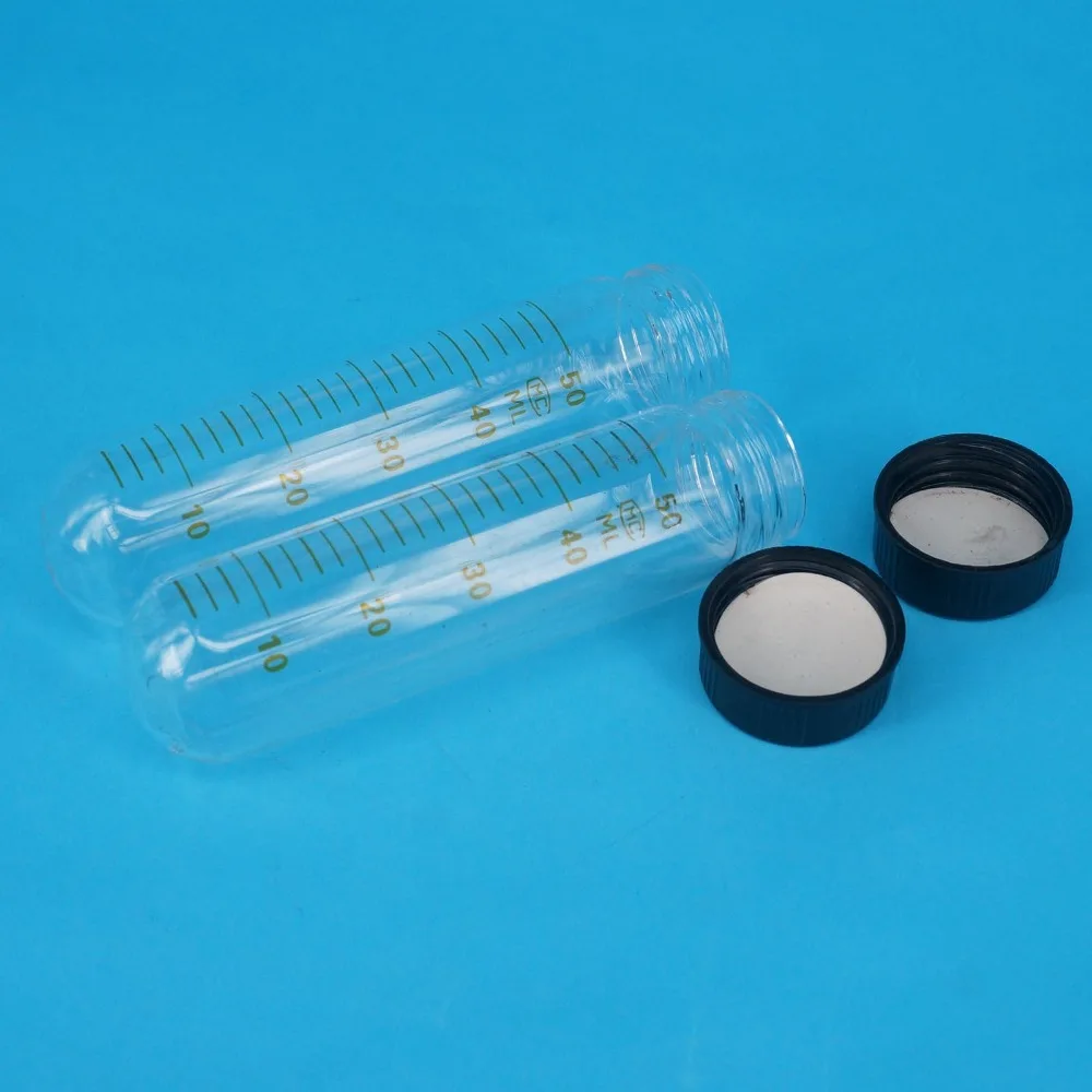 Lot(5) 50ml 30x105mm Clear Glass Test Tube Round Bottom Graduated with Screw Cap