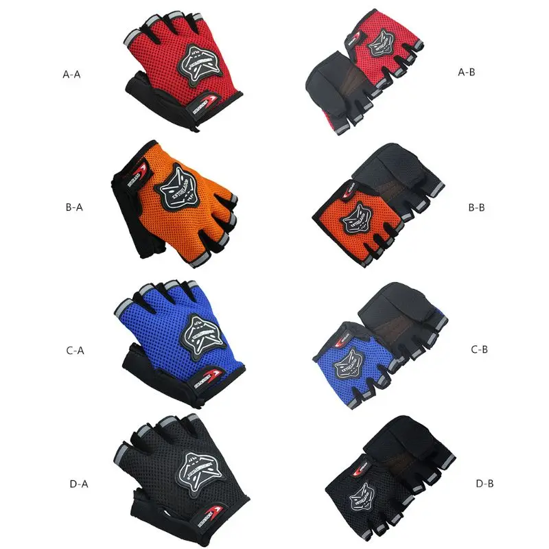 

Adult Kid Half Finger Cycling Gloves Non-Slip Breathable Mesh Cloth Fox Pattern Motorcycle Bicycle Fingerless Short Sport Mitten