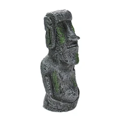 Easter Island Stone Statue Resin Ornament for Aquarium and Home Decor (17.5X7.5CM)