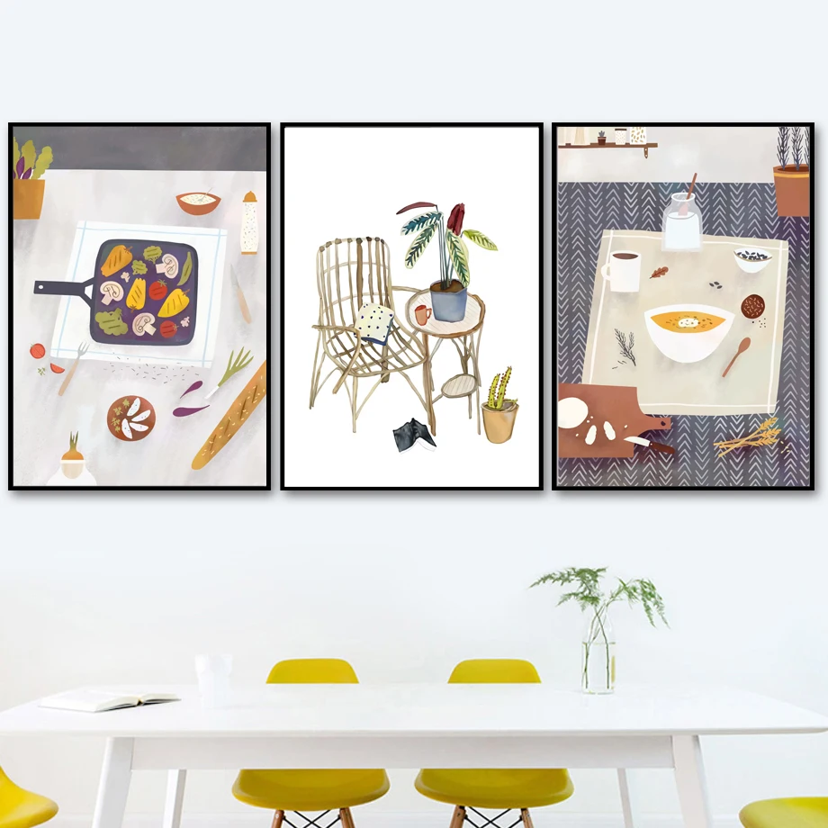 Cooking-Cate-Nordic-Posters-And-Prints-Wall-Art-Canvas-Painting-Scandinavian-Wall-Pictures-For-Kitchen-Dining