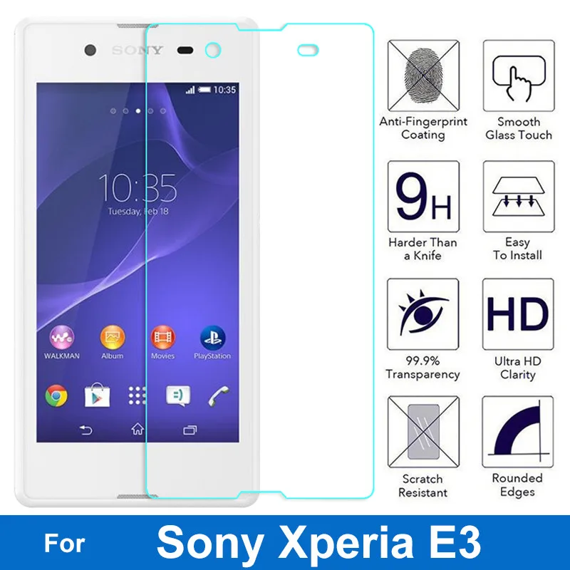 Защитная пленка для экрана из закаленного стекла для sony Xperia E3 E 3 0,26 мм 9H для D2202 D2203 D2206 D2212 D2243 Dual