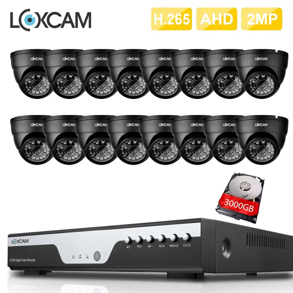LOXCAM H.265 + 16Ch AHD CVI 1080P система видеонаблюдения 1080p 2.0MP камера безопасности IP66