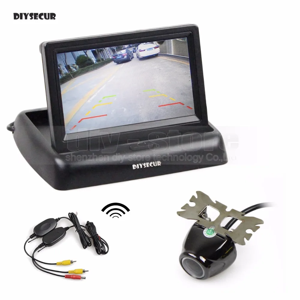 

DIYSECUR Wireless 4.3 Inch Car Reversing Camera Kit Back Up Car Monitor LCD Display HD Security Metal Car Rear View Camera