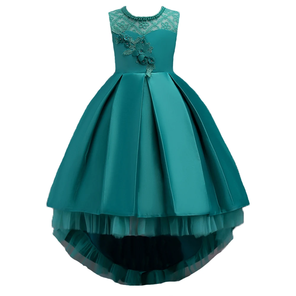 

Short Summer Formal Princess Pageant Wedding Flower Girl Dress Back Satin Sash Fluffy Flower Girl Dresses with Beaded