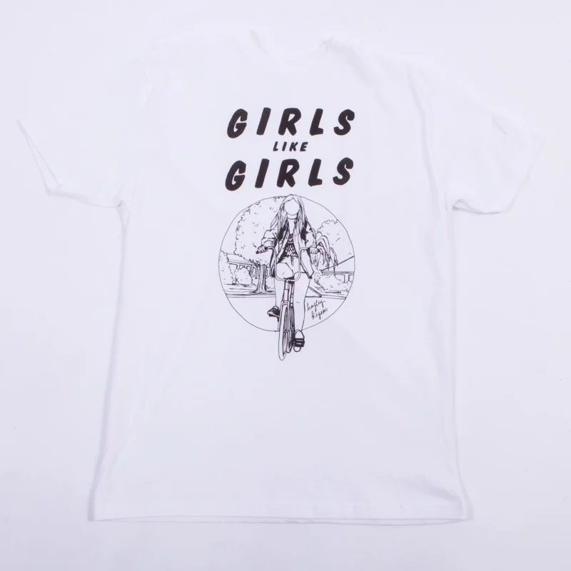 

PUDO-JBH 2018 Girls Like Girls Women Tumblr Fashion LGBT Lesbian Pride T-Shirt Hipsters Indie Cute Graphic Tee White
