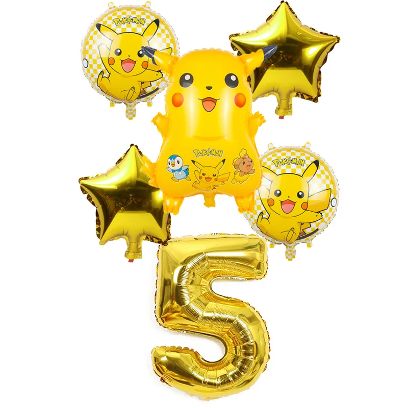6 шт./партия, воздушные шары из фольги Покемон Пикачу, 32 дюйма, воздушный шар надувной шар, украшения для дня рождения, Детские шары