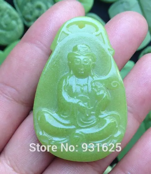 Natural Luminous Fluorite Stone Carved Buddha Amulet Pendant Rope Necklace