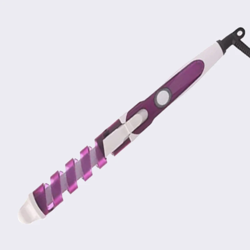 Профессиональная Волшебная Подкручивающая расческа для волос спиральная Плойка для завивки быстрый нагрев палочка для завивки Электрический стайлер для волос Профессиональный инструмент для укладки - Цвет: Фиолетовый