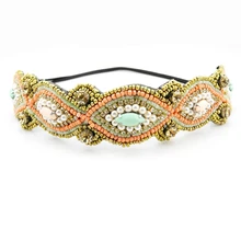 Горный хрусталь Эластичный Обруч Ручной работы индивидуальность жемчуг головной убор при выпадении волос лента аксессуары для волос