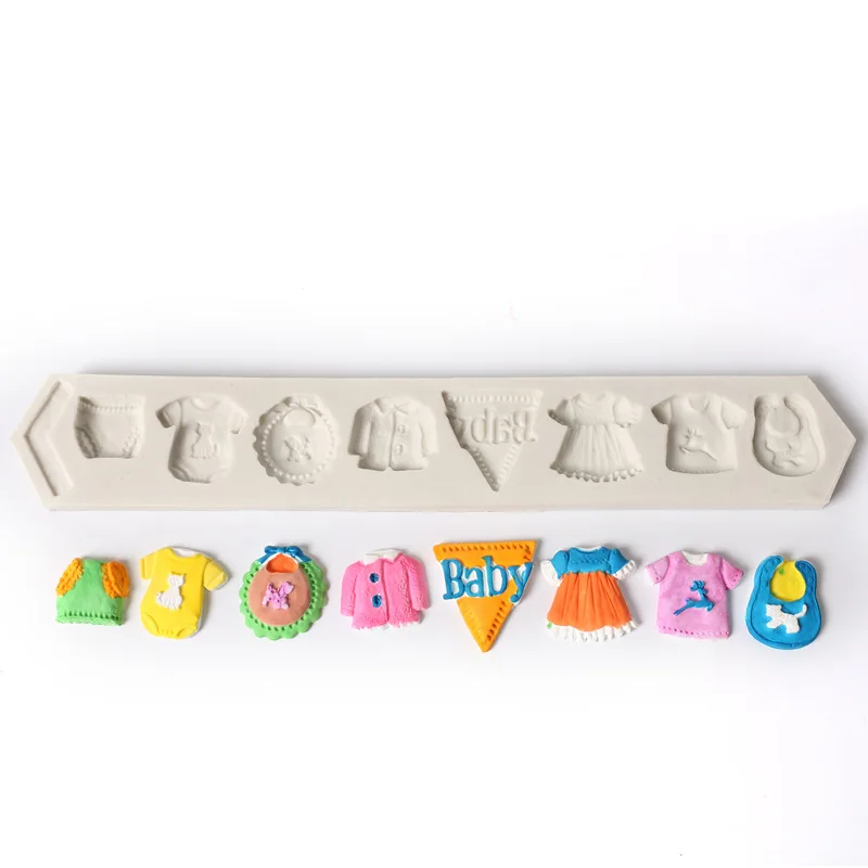New 3D Baby Clothes Pants DIY Silicone Mould Fondant Cake Decorating Mold for Chocolate Mold Baking Tools 04