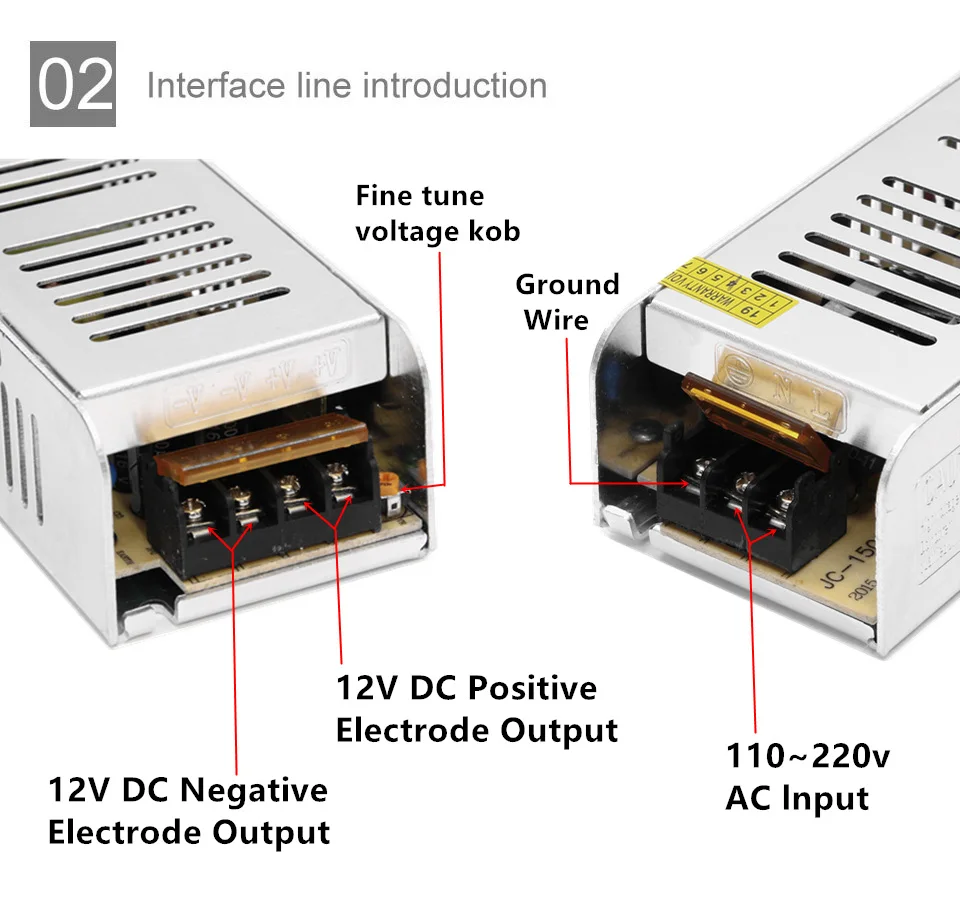 12 v светодиодный Питание 1A 5A 10A 15A 20A 30A DC 12V Светодиодный драйвер адаптер трансформаторы систем освещения 12W 60W 120W 180W 240W 360W