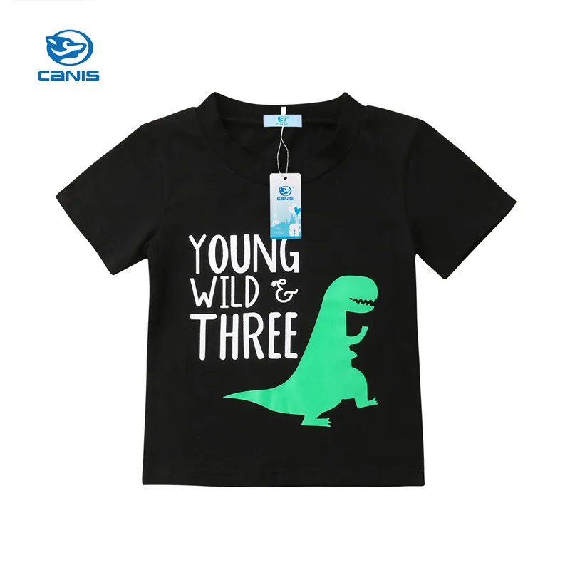

CANIS Toddler Baby Kids Boy Top T-shirt Short Sleeve Summer Young Wild Three Dinosaur Baby Boys Tops T-shirts Blouse Clothes