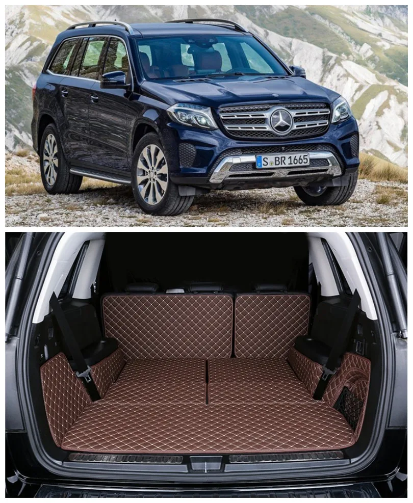 

For Mercedes-Benz GLS Class X166 GLS63 320 350 400 2016-2018 Full Rear Trunk Tray Liner Cargo Mat Floor Protector foot pad mats