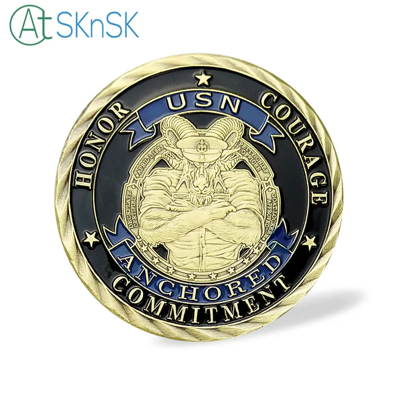 US Navy Goat USN Challenge Coins Honor Антикварные Бронзовые памятные подарки сувенир | Дом и сад