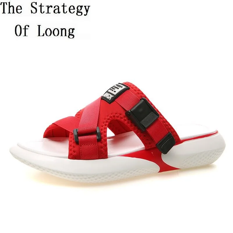 

New Arrival Korean Style Lady Canvas Buckle Flat Summer Slippers Women Open The Toe Cloth Comfortable Fashion Sandals 20180725