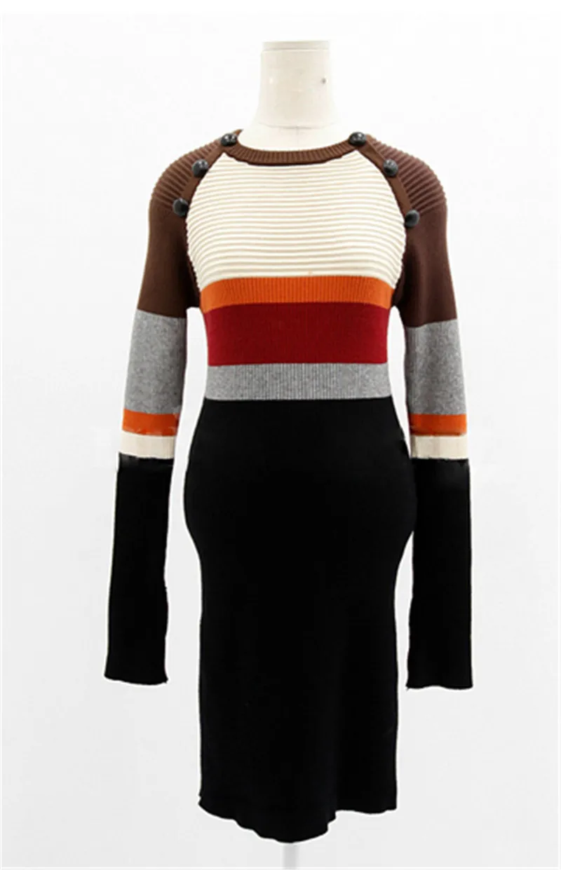 Осенний вязаный хлопковый женский свитер с круглым вырезом, платья с эластичной резинкой на талии, сексуальные зимние теплые платья для женщин