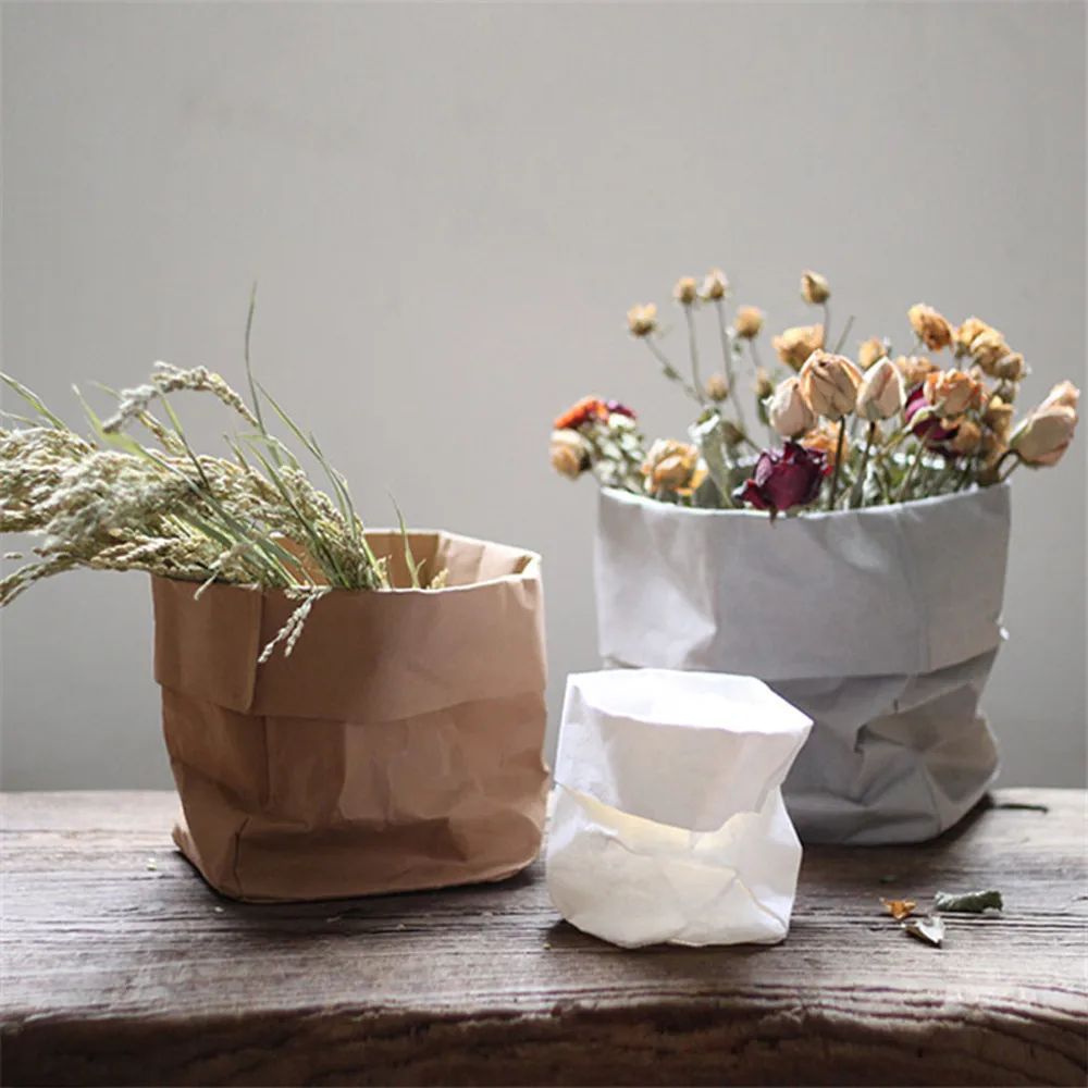 New with High Quality Washable Kraft Paper Bag Plant Flowers Pots Multifunction Home Storage Bag Reuse PSW0629