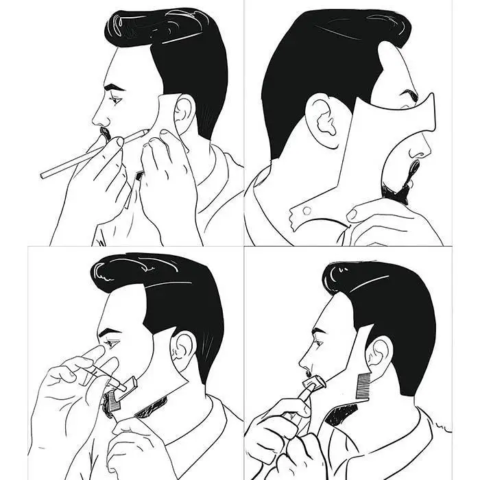 Нержавеющая сталь для мужчин борода формирующая линейка Стайлинг Серебряный шаблон отделка гребень инструмент для бритья