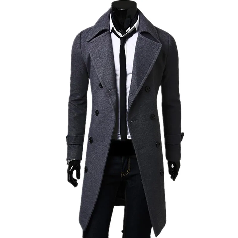 Плащ-Тренч пальто с длинным рукавом на осень и зиму, с длинными рукавами, однотонная двубортная однотонная классическая высокое качество пальто из шерсти и синтетического волокна