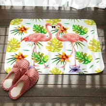 Гостиная вход в спальню нескользящий коврик для пола кухонные коврики зеленые листья Фламинго цветок печать Дверной проем коврики Придверные для ванной